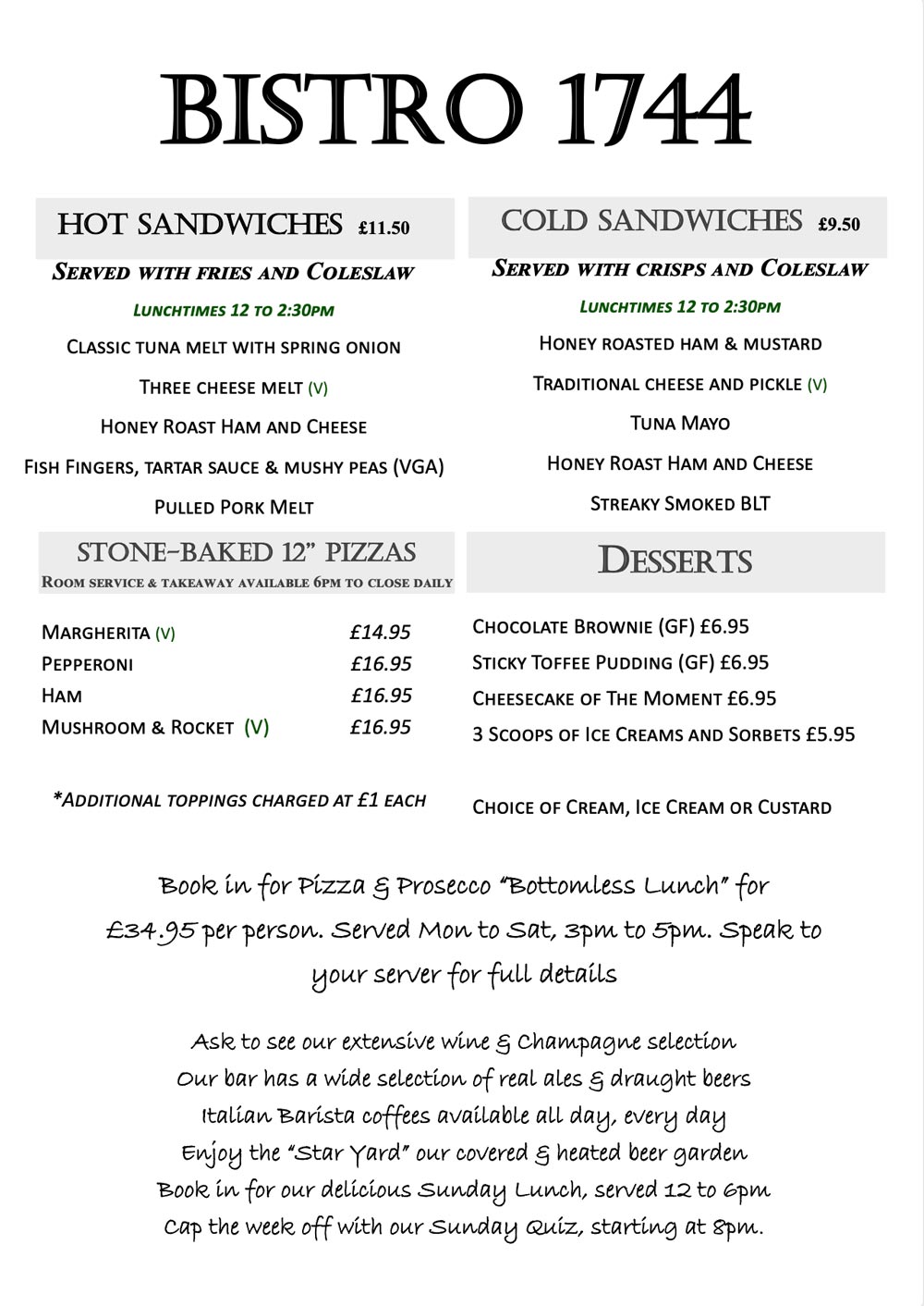 Bistro 1744 Menu Lunch June 2025