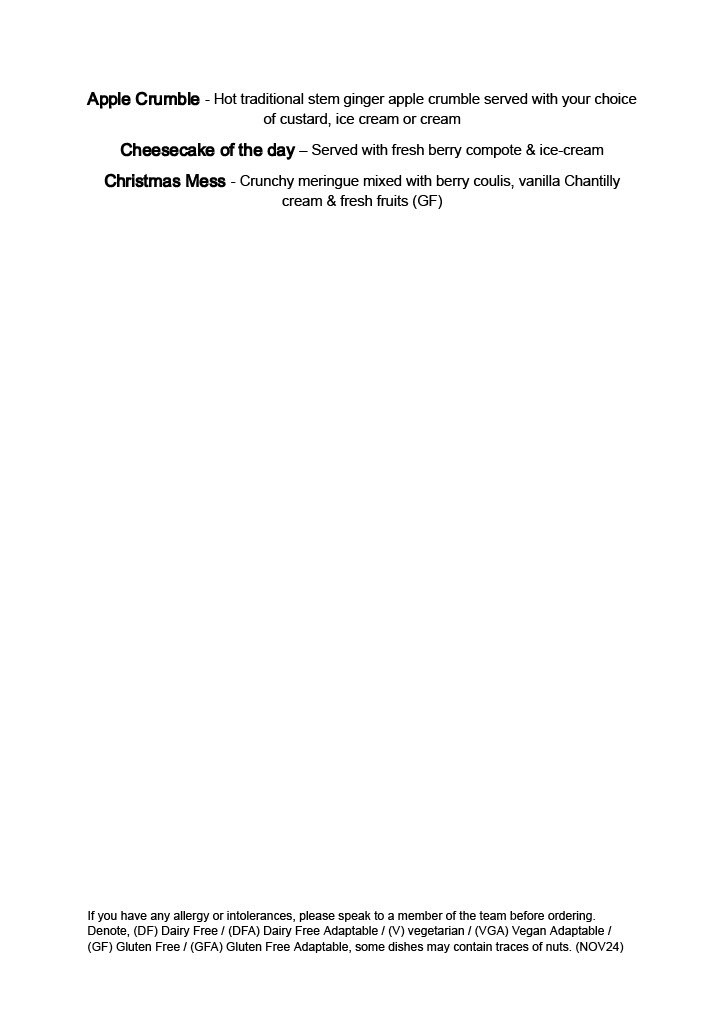 Festive Menu - Desserts