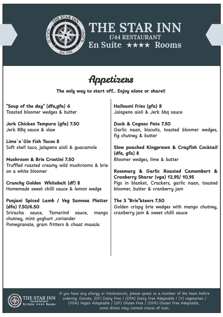 Main Menu - Appetisers